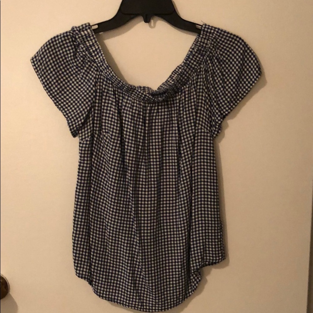Gingham off-the-shoulder top